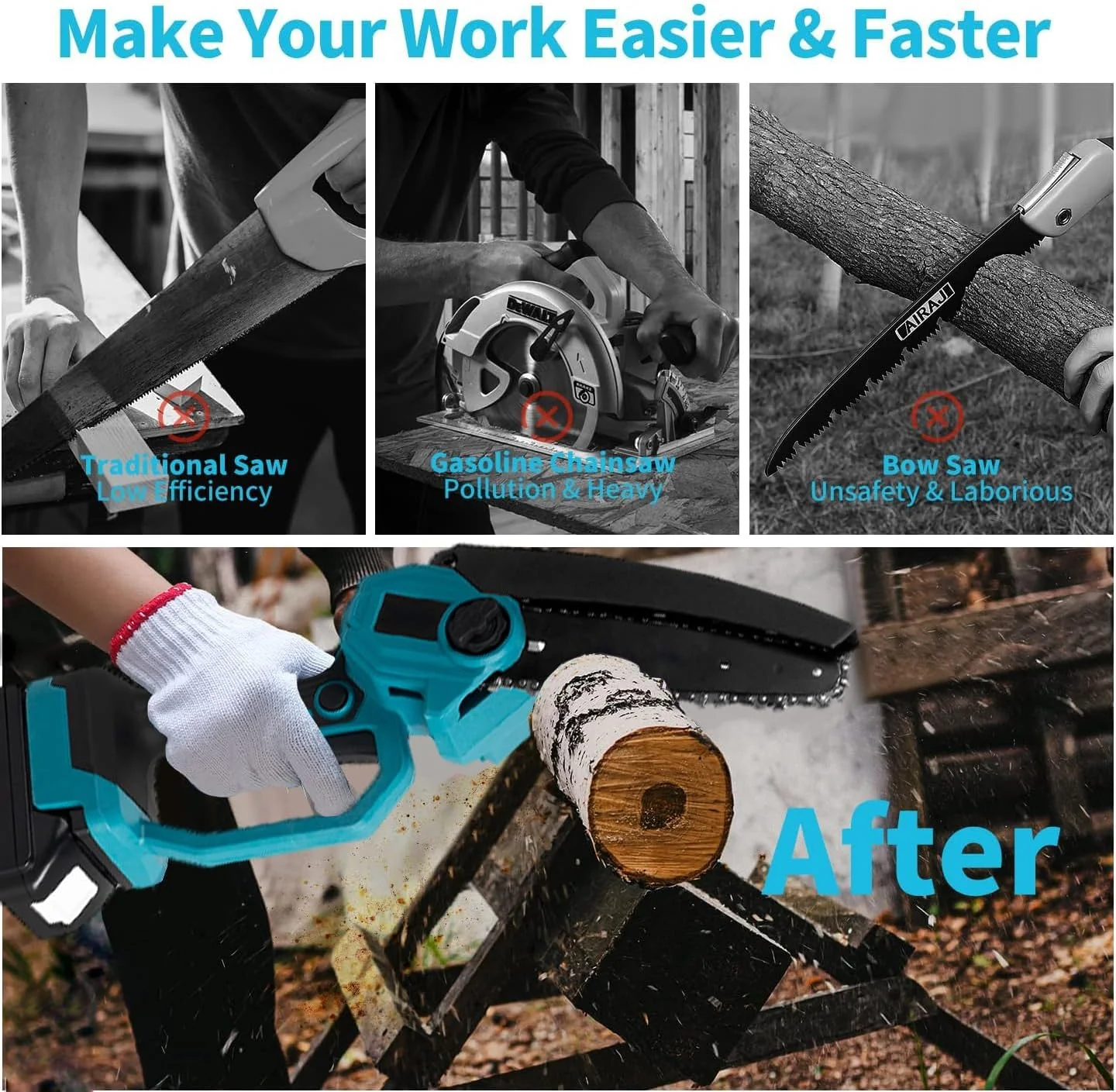 Mini Chain saw Cordless Power Chain Saws 6" - Image 4