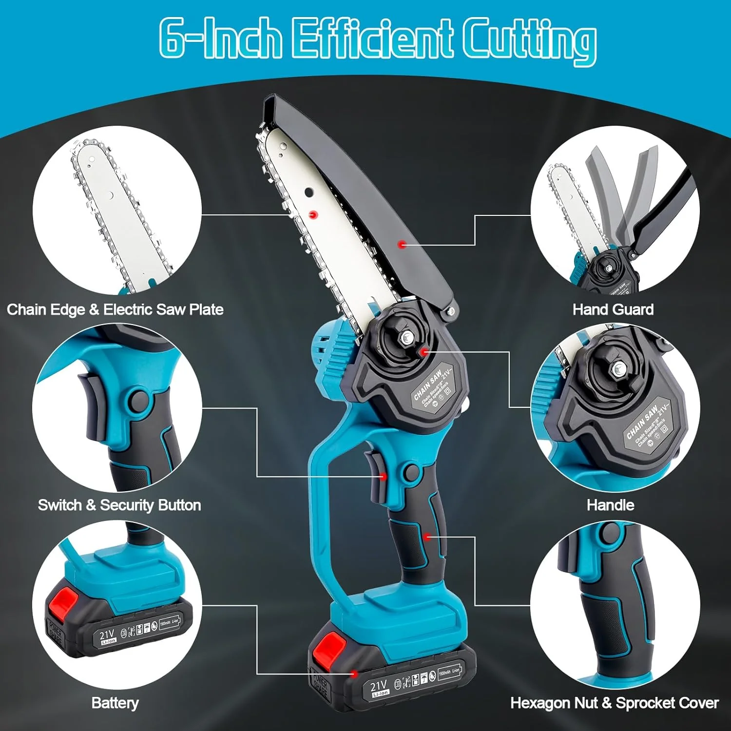Mini Chain saw Cordless Power Chain Saws 6" - Image 7