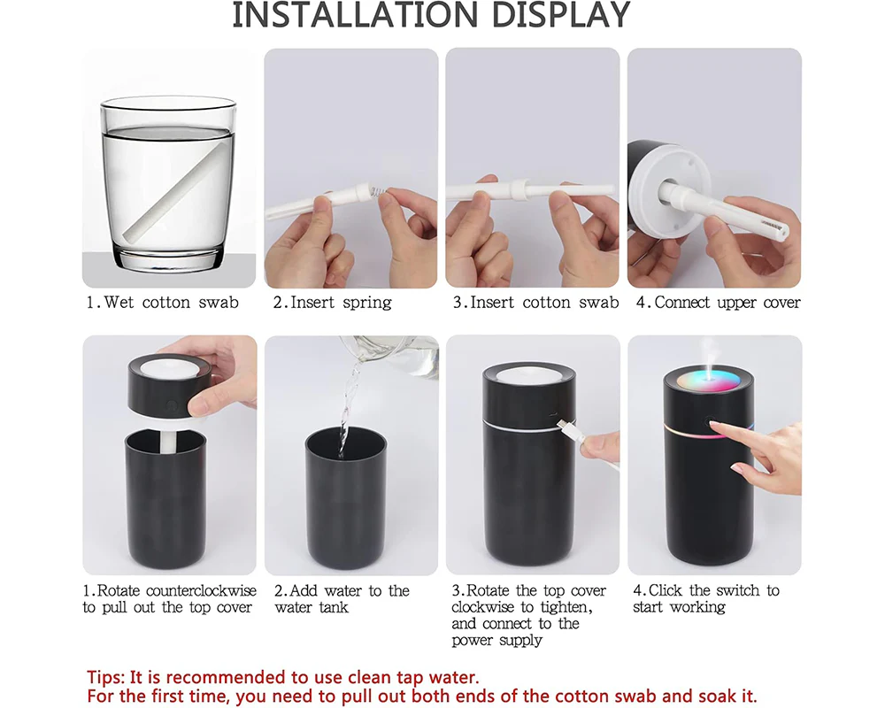 Mini Humidifier 320ml USB Portable Cool Mist Air Diffuser with Night Light Auto Shut-Off - Image 9