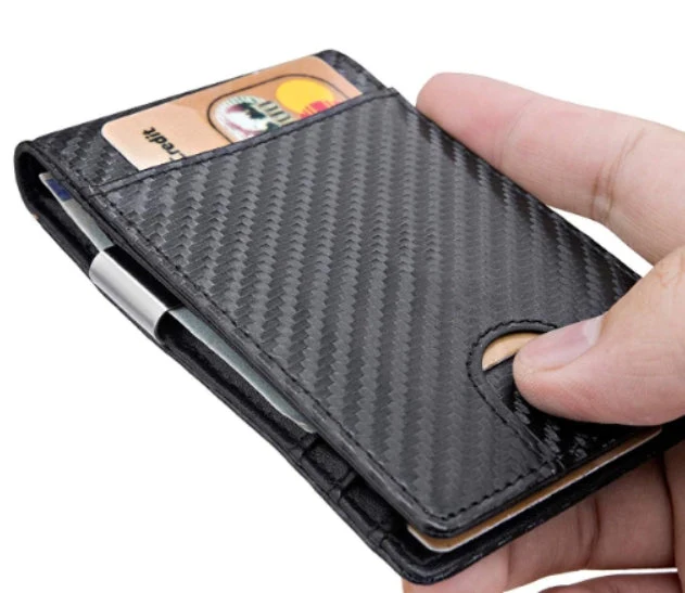 Minimalist Slim Wallet with Money Clip RFID Blocking Front Pocket Black - Image 3