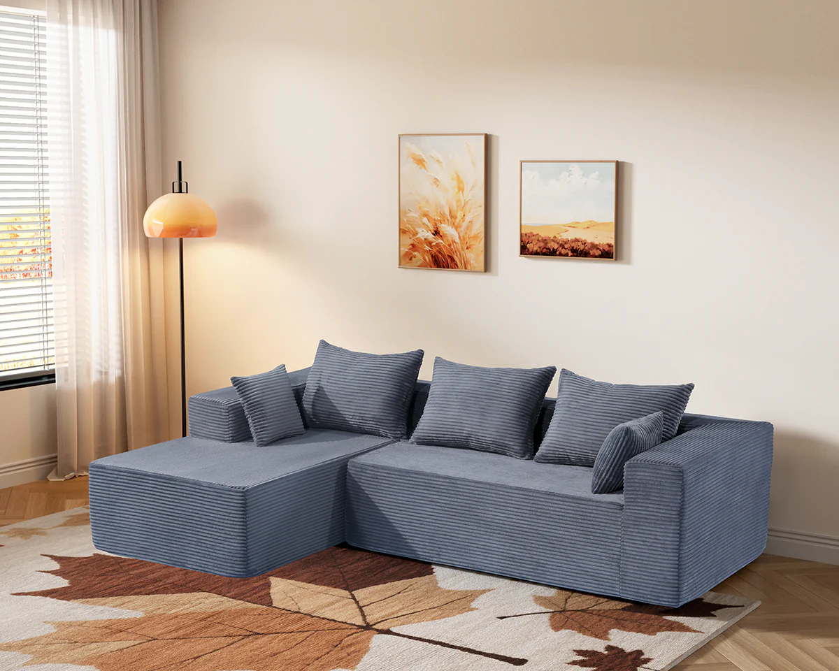 Modern Compressed L Shaped Sofa with Chaise - Image 5