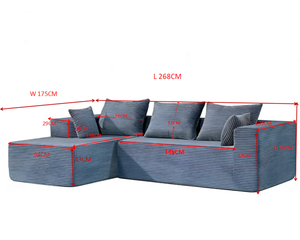 Modern Compressed L Shaped Sofa with Chaise - Image 8