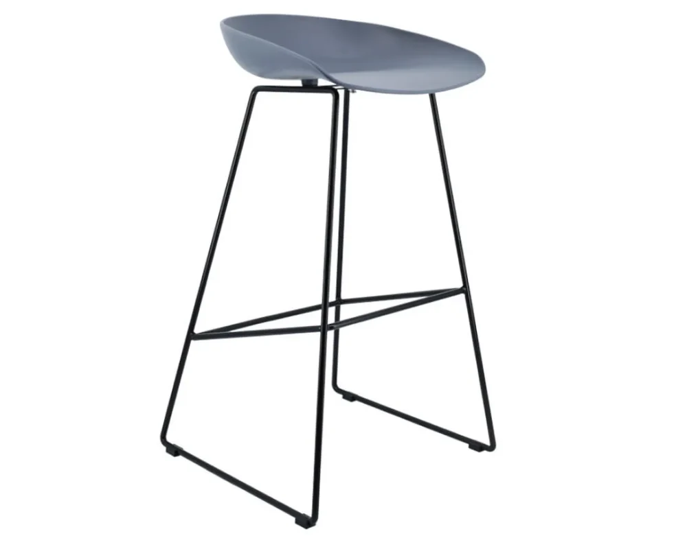 Modern Scandinavian Bar Stool Metal Leg BarStool (Slate Blue) - Image 2