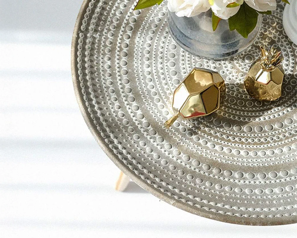 Moroccan Carved Style Round Side Table - Image 6