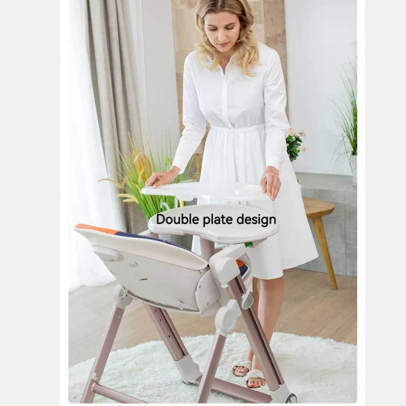 Multifunctional Adjustable Baby High Chair With Dining Table & Wheels -Green - Image 11