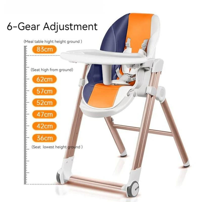 Multifunctional Adjustable Baby High Chair With Dining Table & Wheels -Macaron - Image 3