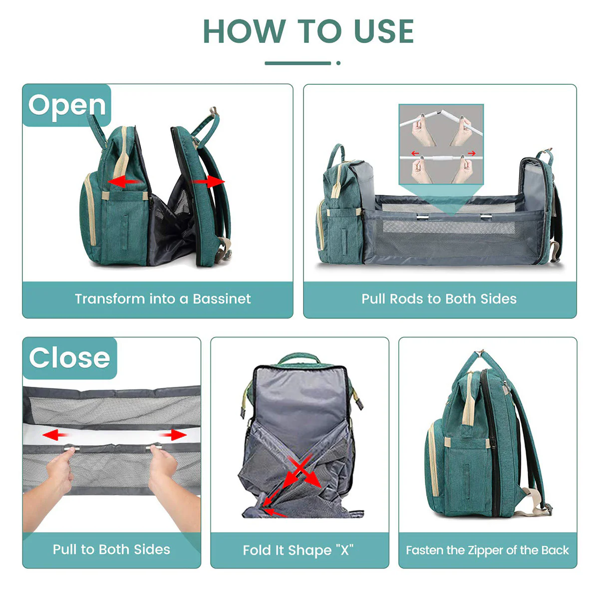Nappy Bag Mummy Bag 5 in 1 Nappy bag - Image 10