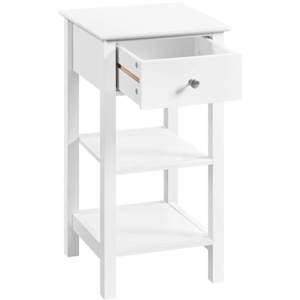 Narrow Bedside Table Nightstand with 1 Drawer 2 Shelves - Image 3
