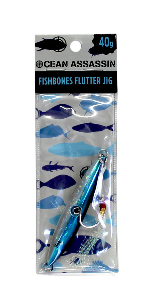 Ocean Assassin Fishbones Flutter Jig - Blue - Image 2