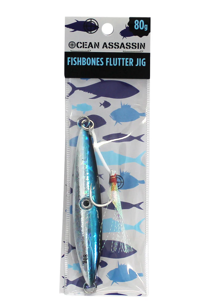Ocean Assassin Fishbones Flutter Jig - Blue - Image 7