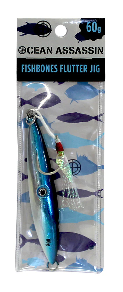 Ocean Assassin Fishbones Flutter Jig - Blue - Image 8