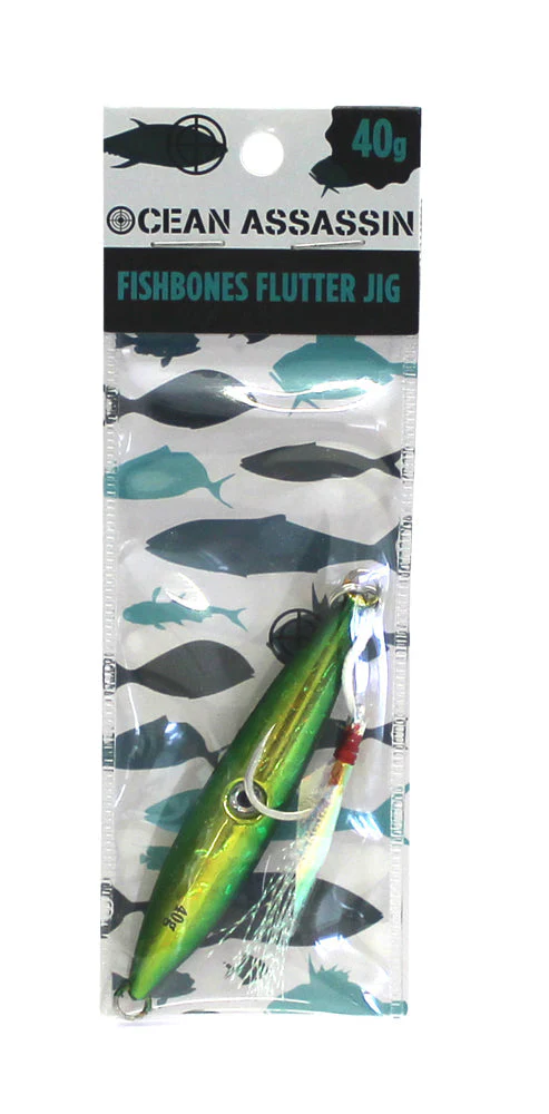 Ocean Assassin Fishbones Flutter Jig - Green - Image 2