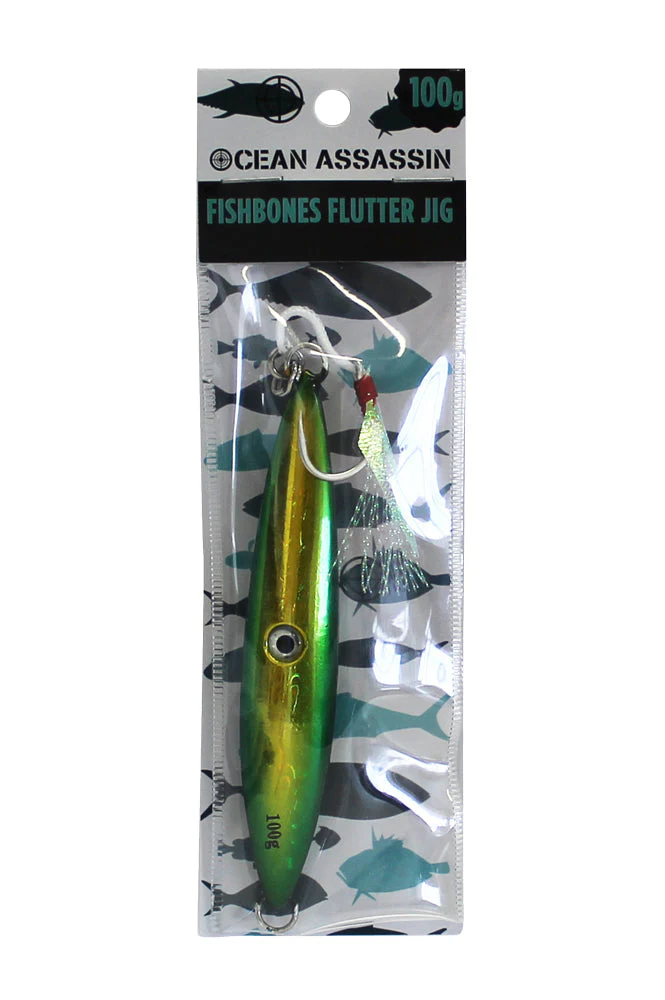 Ocean Assassin Fishbones Flutter Jig - Green - Image 5