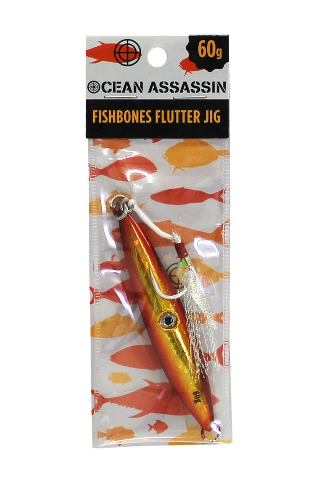 Ocean Assassin Fishbones Flutter Jig - Orange - Image 3