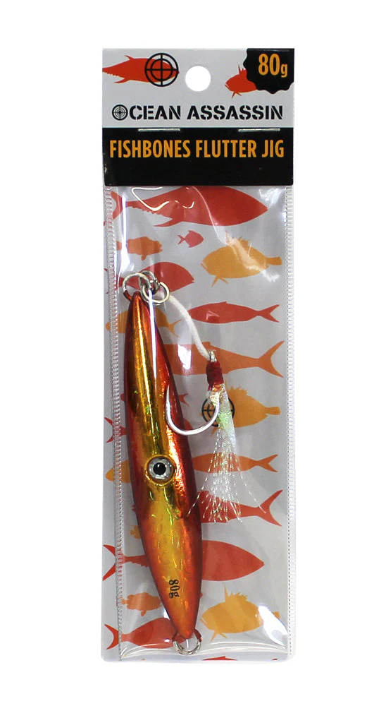 Ocean Assassin Fishbones Flutter Jig - Orange - Image 4