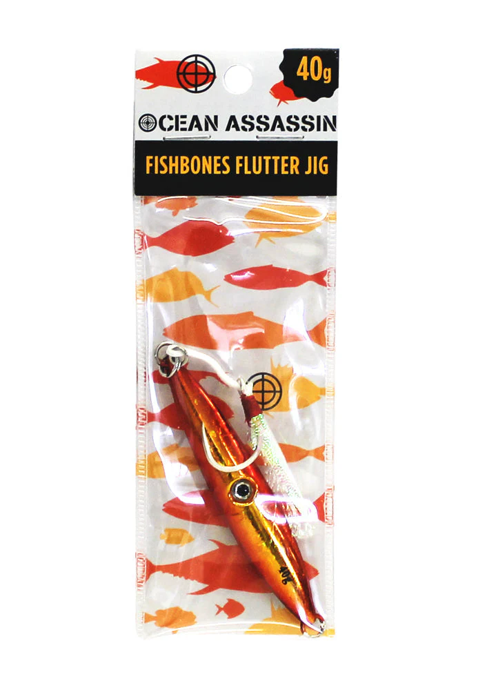 Ocean Assassin Fishbones Flutter Jig - Orange - Image 9