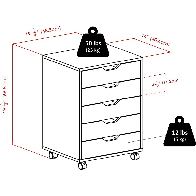 Office Filing Cabinet with Wheels File Organiser - Image 3