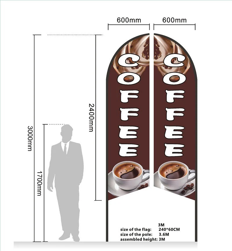 Open-Home Pre-print Double Sided Feather Banner Flag Business Commersial - Image 7