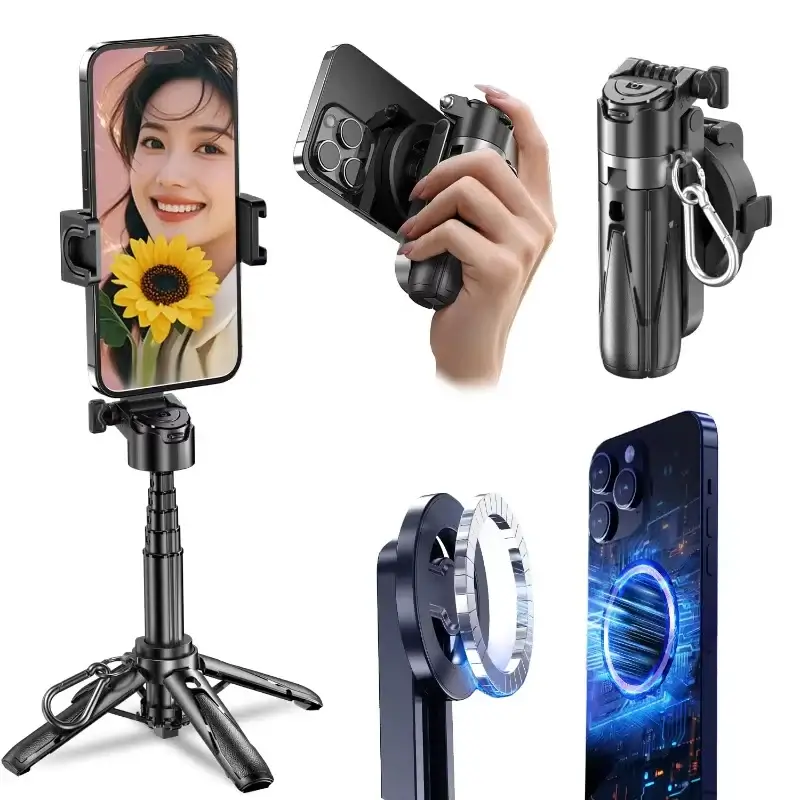 Phone Magnetic Selfie Stick Tripod Mini Handle Foldable with Remote - Image 5