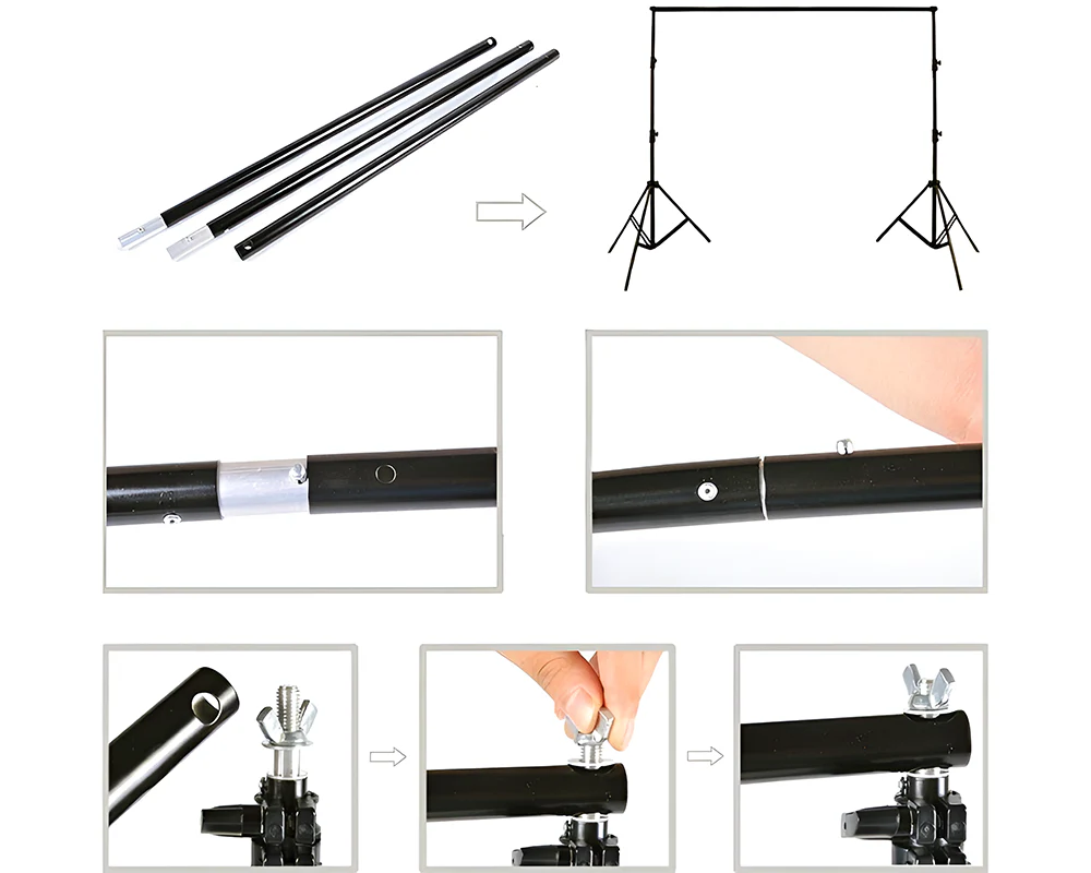Photography Background Stand with 3 Backdrops Kit 3m - Image 6