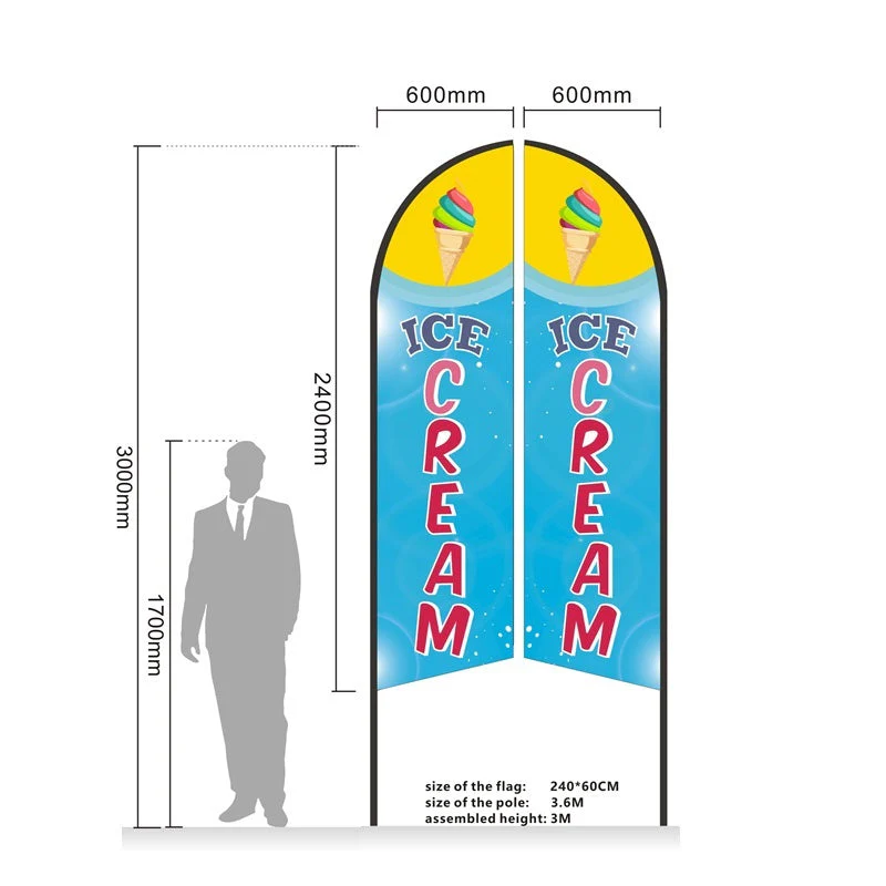 PIZZA - Pre-print Double Sided Feather Banner Flag Business Commersial 3M SET - Image 7