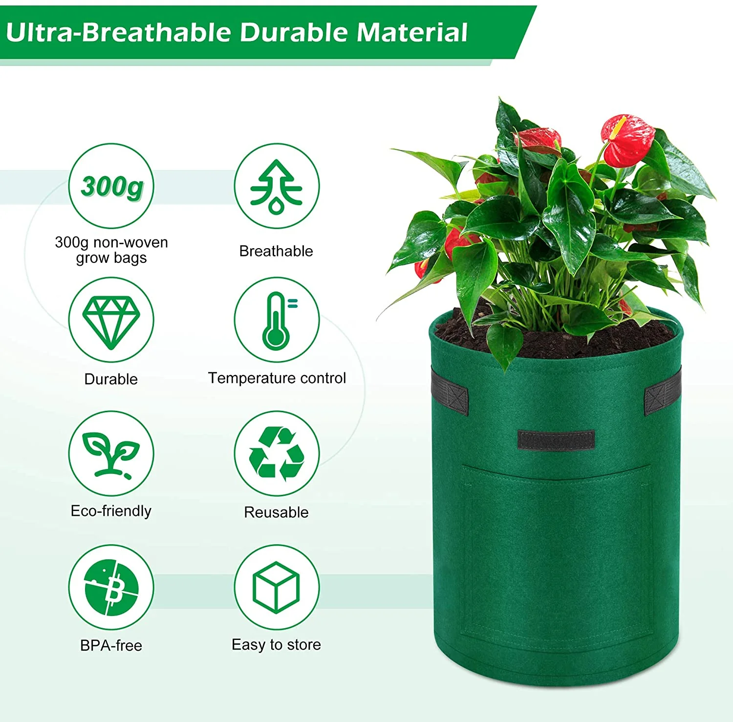 Plant Grow Bag with Window 25L 4PCs - Image 5