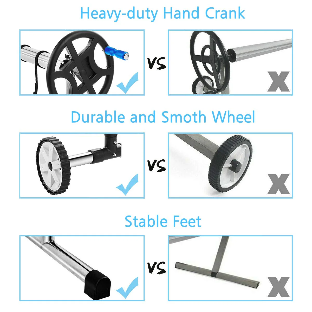 Pool Cover Roller 6.4 m Adjustable Swimming Pool Solar Blanket Reel - Image 8