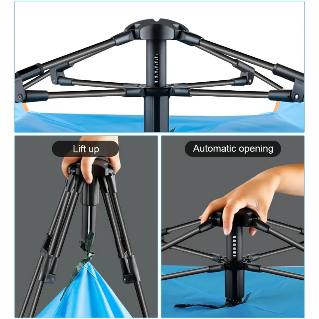 Pop-Up Camping Tent 3-4 Person Outdoor Folding Tent (Blue) - Image 7