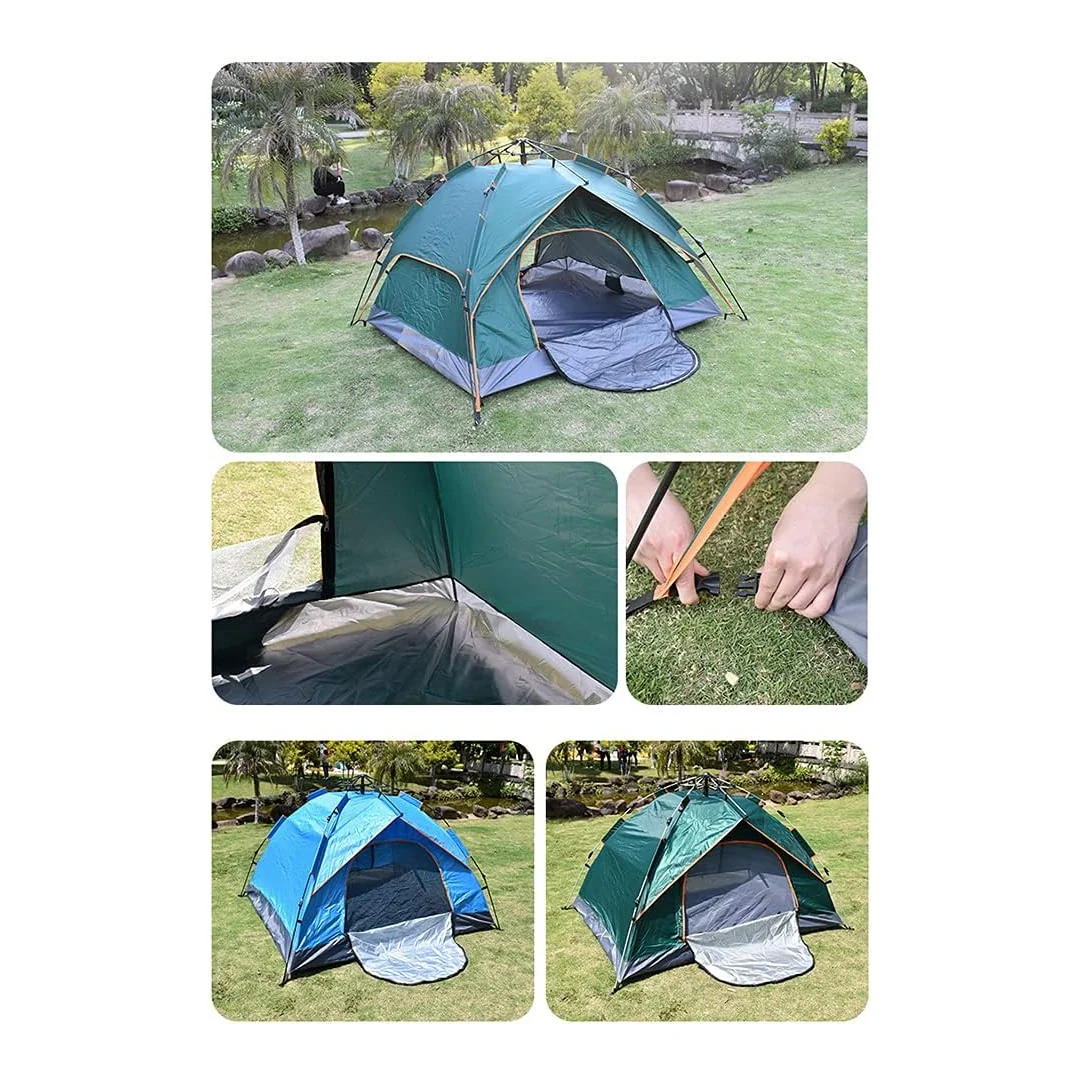 Pop Up Tent Family Camping Tent 3-4 Person Tent (Green) - Image 4