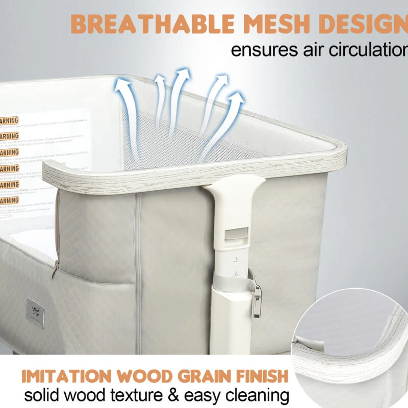 Portable & Adjustable Electric Baby Crib/ Baby Bassinet Bedside Sleeper 2 Rocking Motion With Storage - Image 9