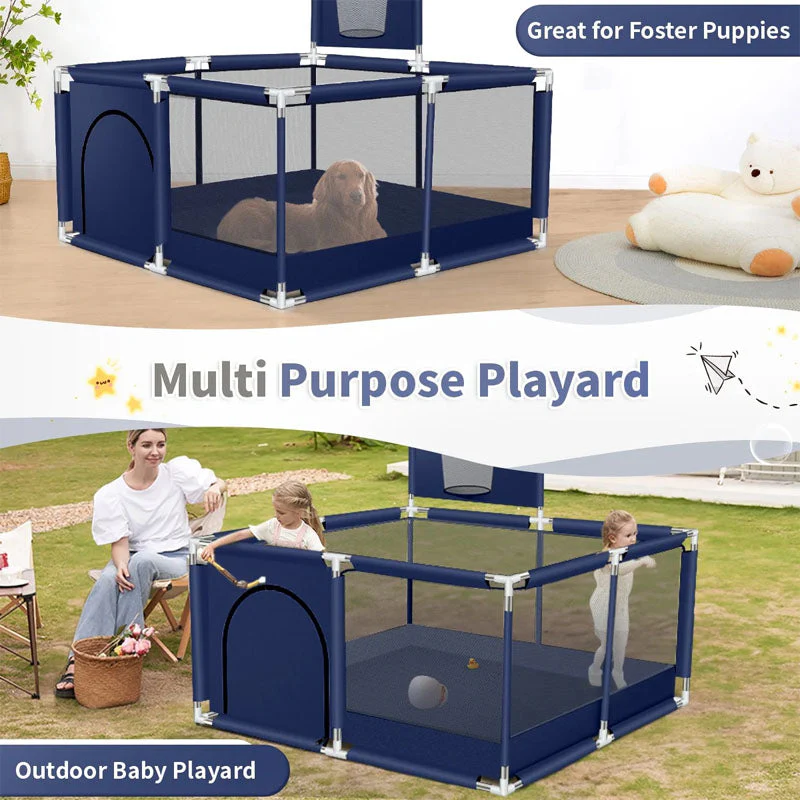 Portable Baby Playpen Fence Gate Wall Fence Barrier Play Gym Mat 125cm - Image 8