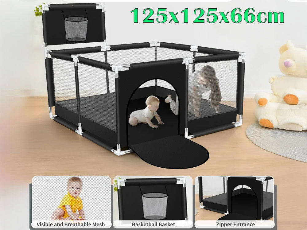 Portable Baby Playpen Fence Gate Wall Fence Barrier Play Gym Mat 125cm - Image 3