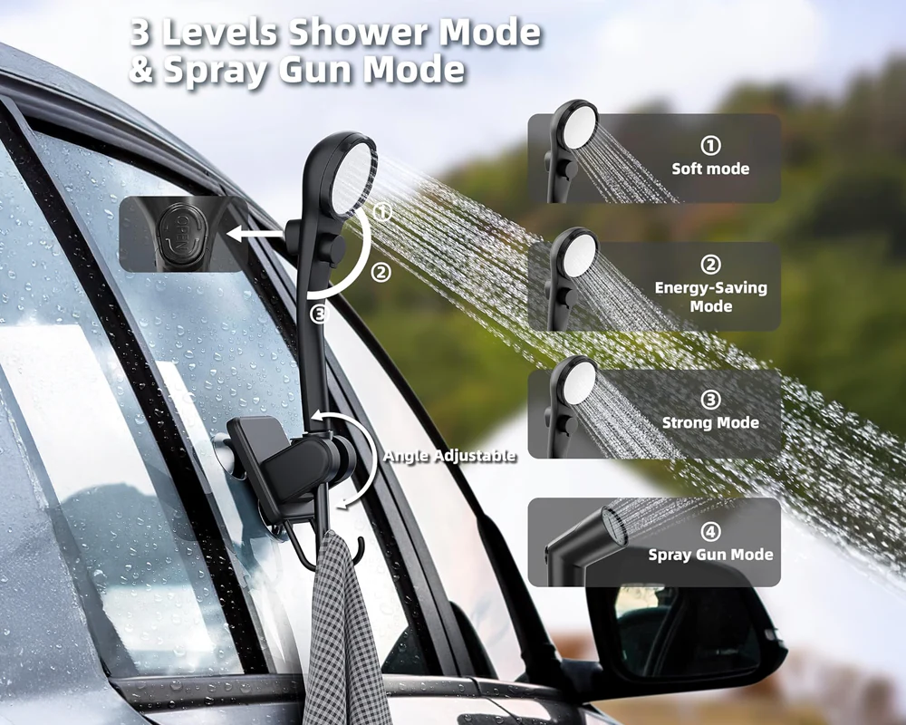 Portable Camping Shower Kit with Folding Bucket - Image 6