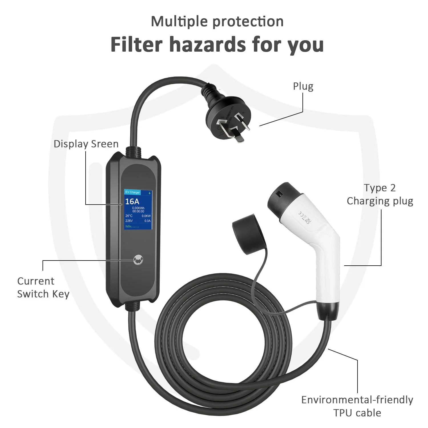 Portable EV Charger Type2 Electric Car Charger 16A - Image 5