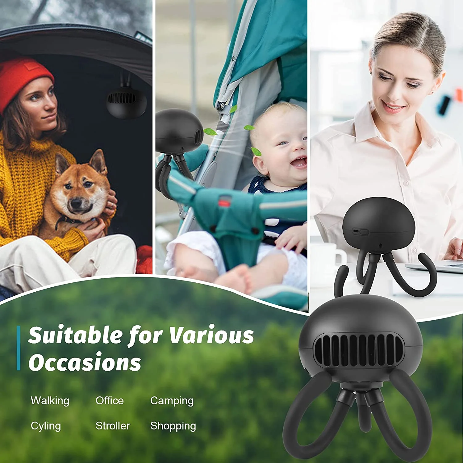 Portable Mini USB Fan Portable Bladeless Fan with Flexible Tripod Clip - Image 6