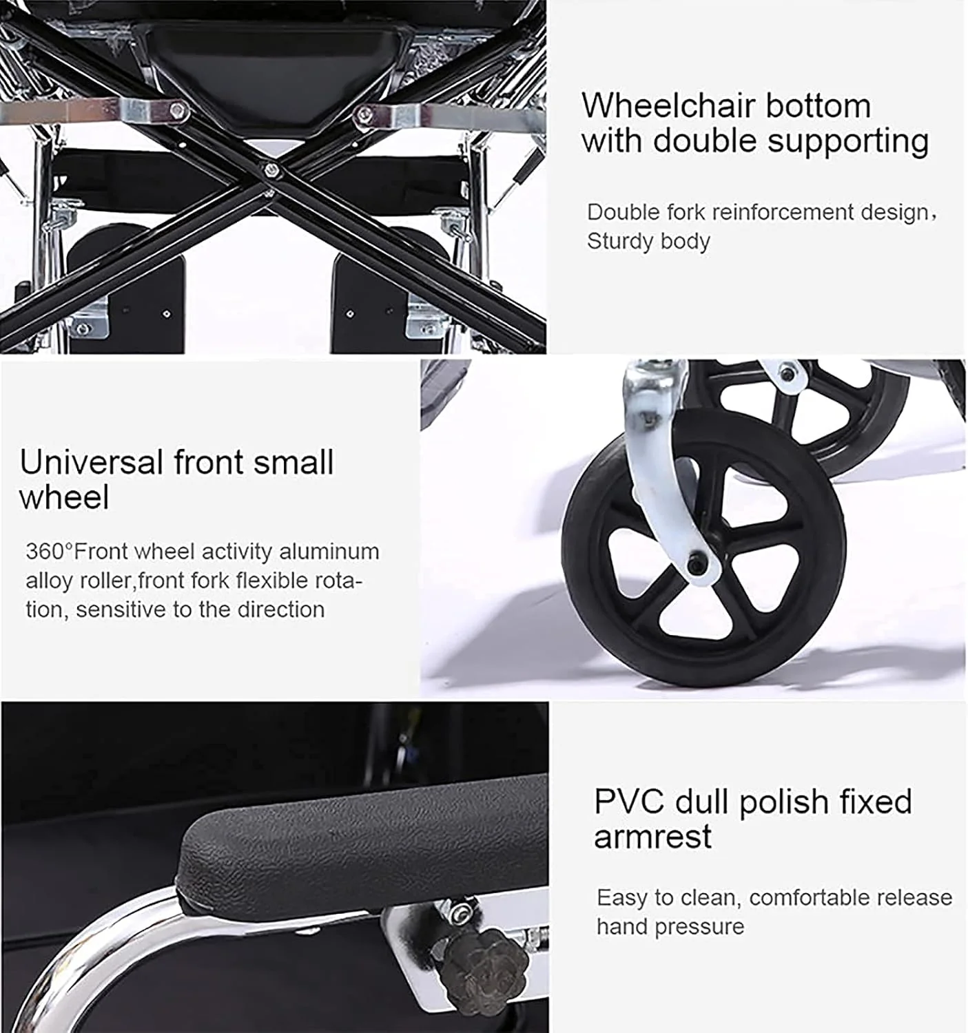 Portable Wheelchair Foldable Wheel Chair Recliner - Image 12