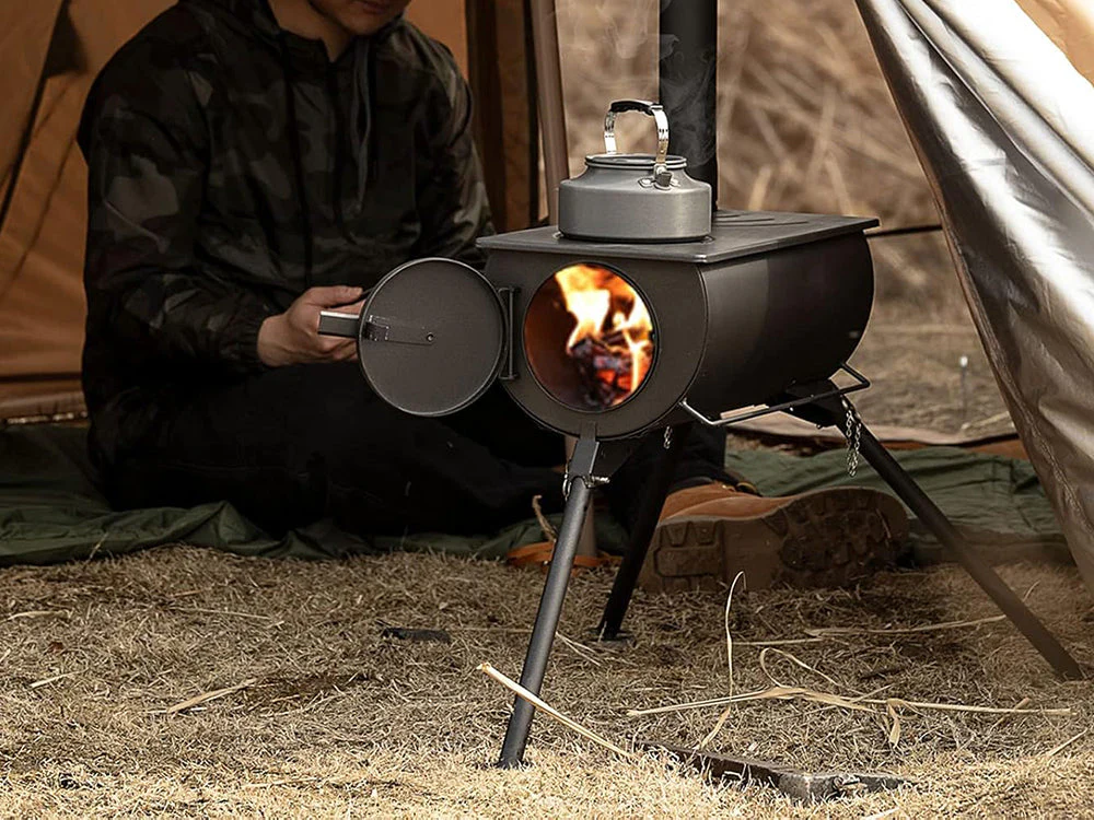 Portable Wood Burning Tent Stove with Chimney - Image 2