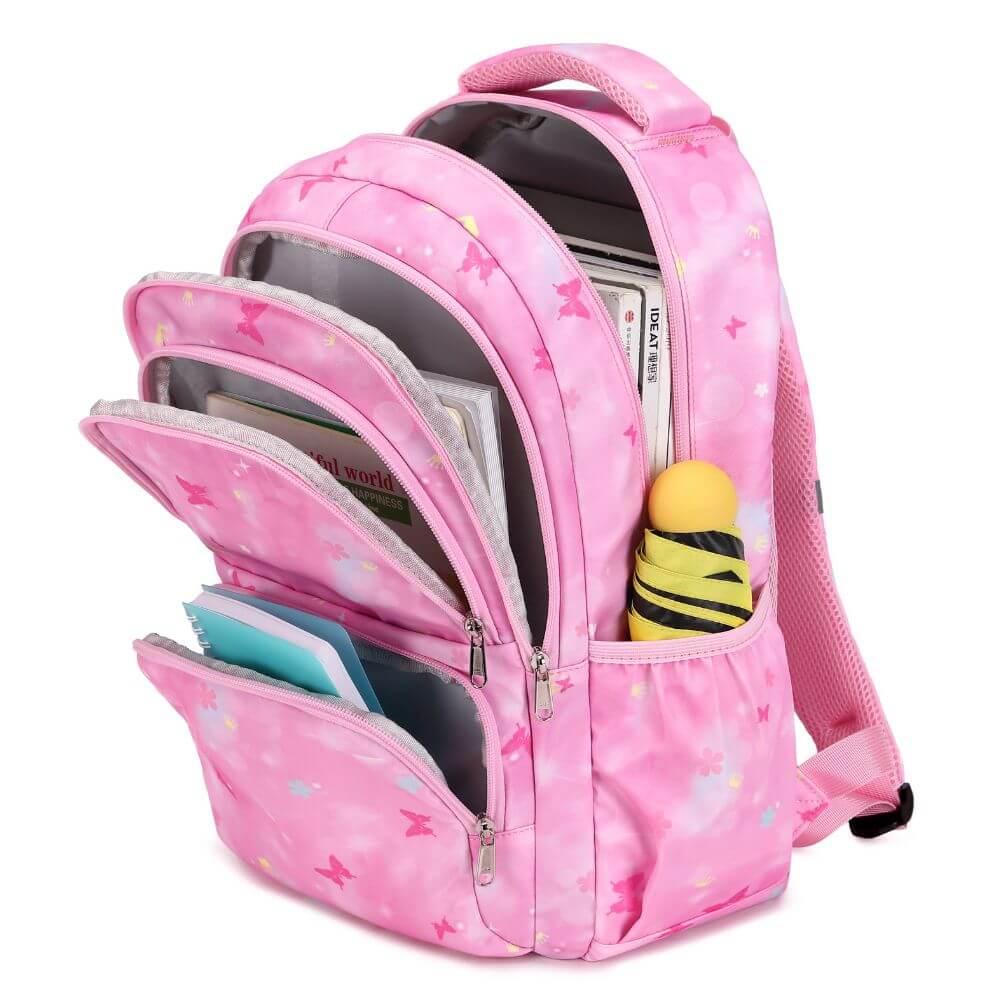Purple & Pink School Bag for Girls & Kids Backpack | Butterfly - Image 6