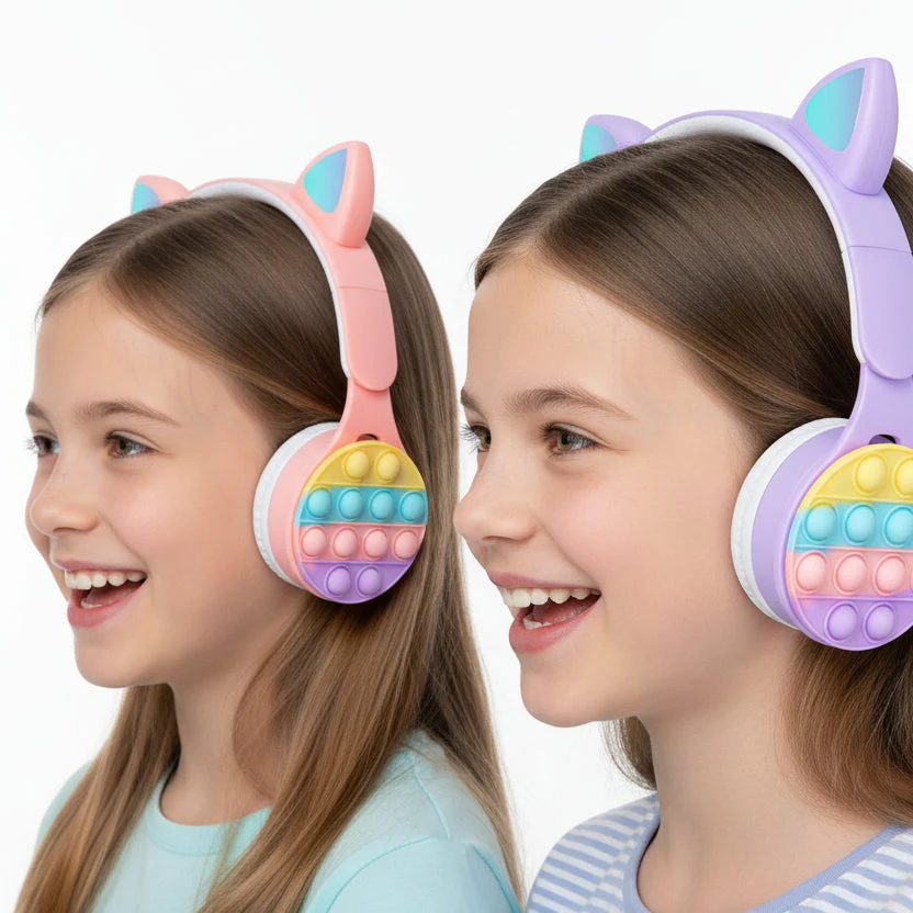 Rainbow Bubble Glowing Cat Ears Wireless Headset with Microphone Control LED - Image 2