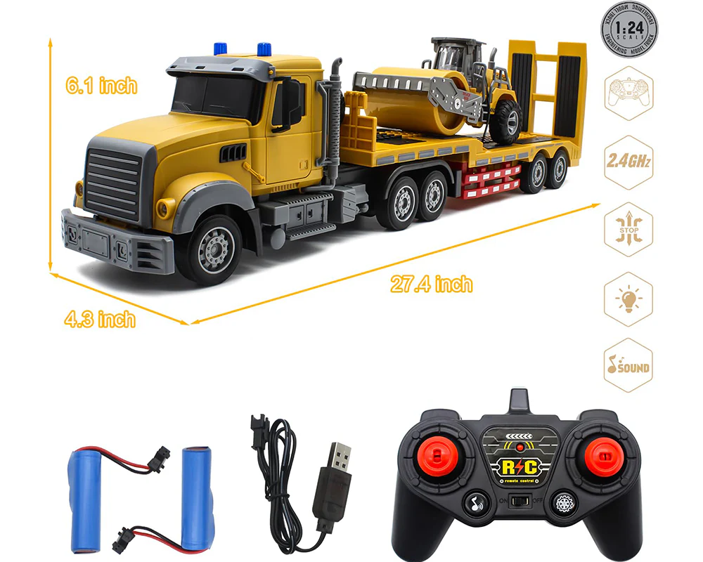 RC Truck with Trailer – Remote Control RC Truck Construction Toy - Image 3