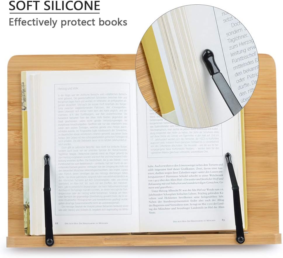 Reading Book Stand Adjustable Wooden Bible Holder Bamboo Foldable Rack Tablet - Image 5