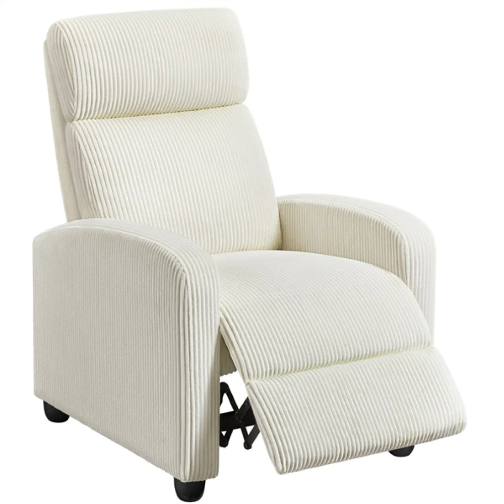Recliner Chair Corduroy Recliner Sofa Adjustable Modern Single Reclining Chair - Image 3