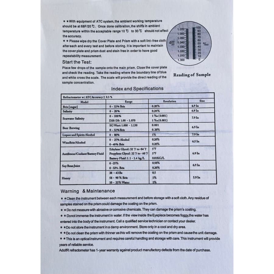 Refractometer - Alcohol (0-80% Alcohol) - Image 14