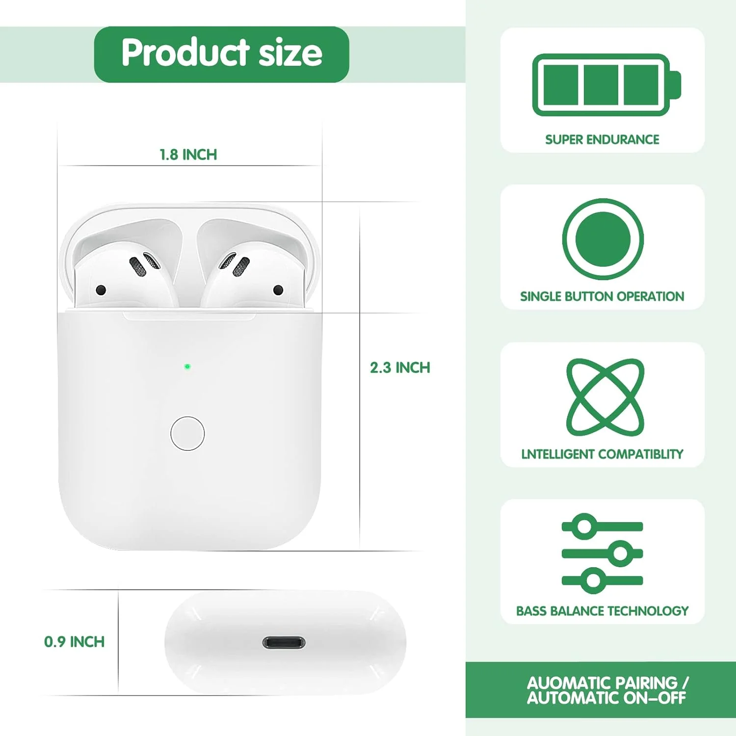 Replacement Wireless Charging Case for AirPods 1 & AirPods 2 - Image 6