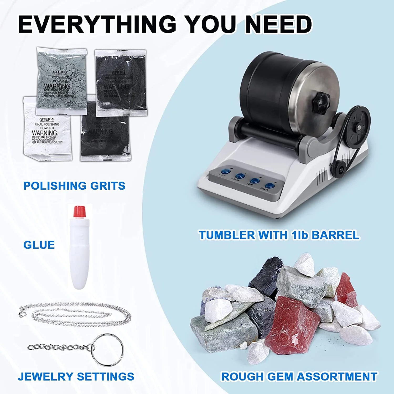 Rock Tumbler Kit, Rock Tumbling set, Gemstone Polisher - Image 3