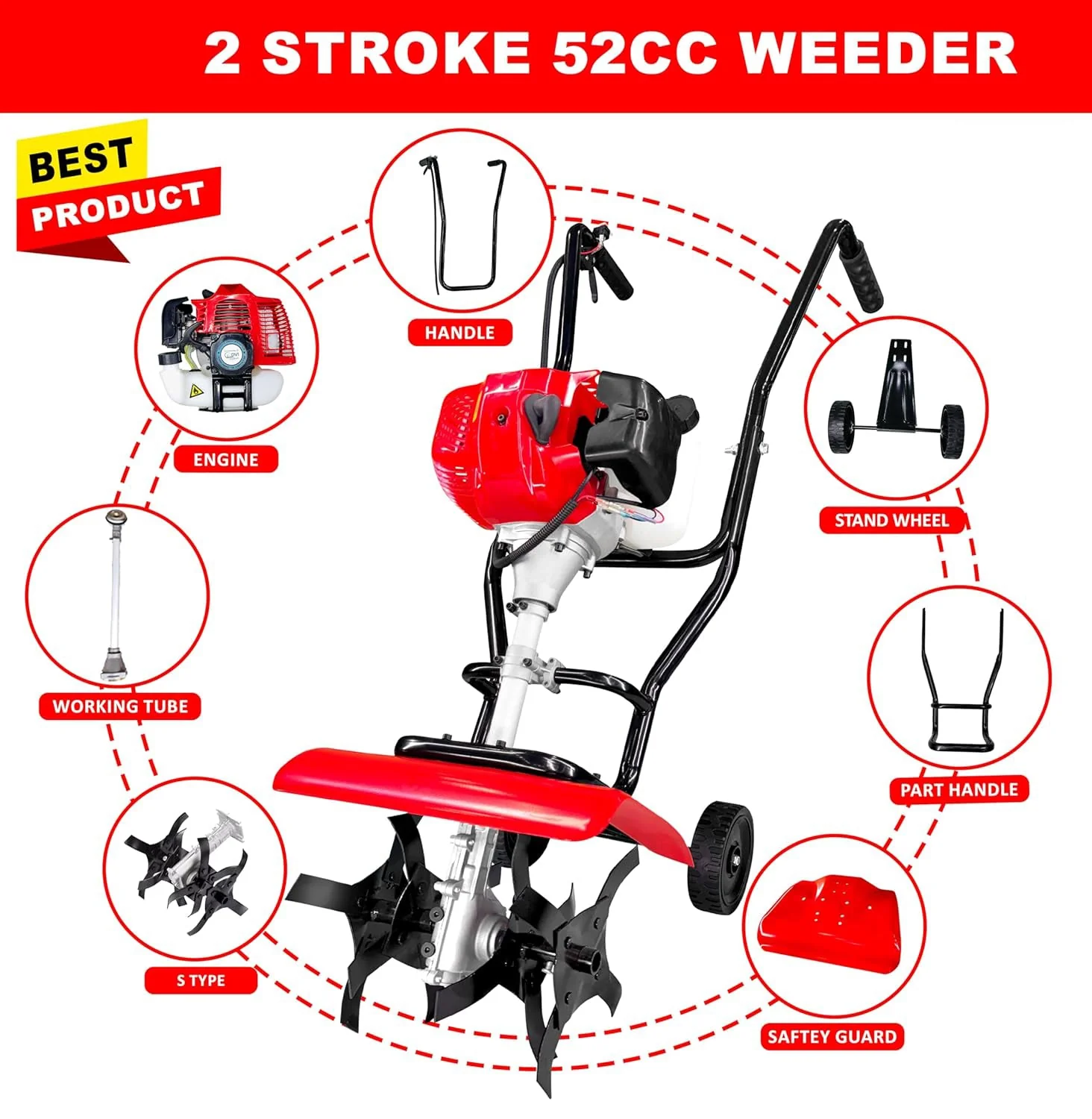 Rotary Hoe Tiller Cultivator 52CC Heavy Duty 2 Stroke - Image 6