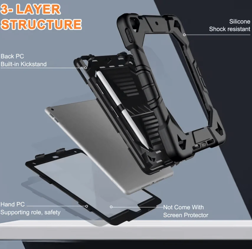Rugged iPad 10.2 Case (7th/8th/9th Gen) – Shockproof Cover, Stand & Pencil Holder - Image 6