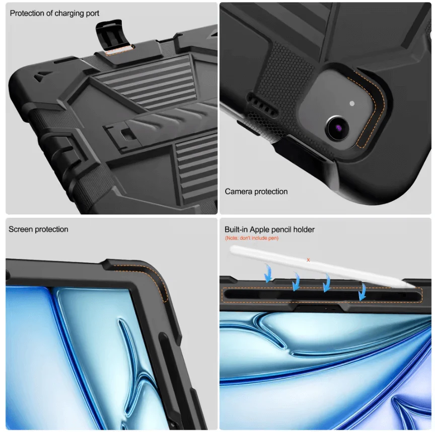 Rugged iPad Air 11" 2024 Case – Shockproof Cover Stand & Pencil Holder - Image 5