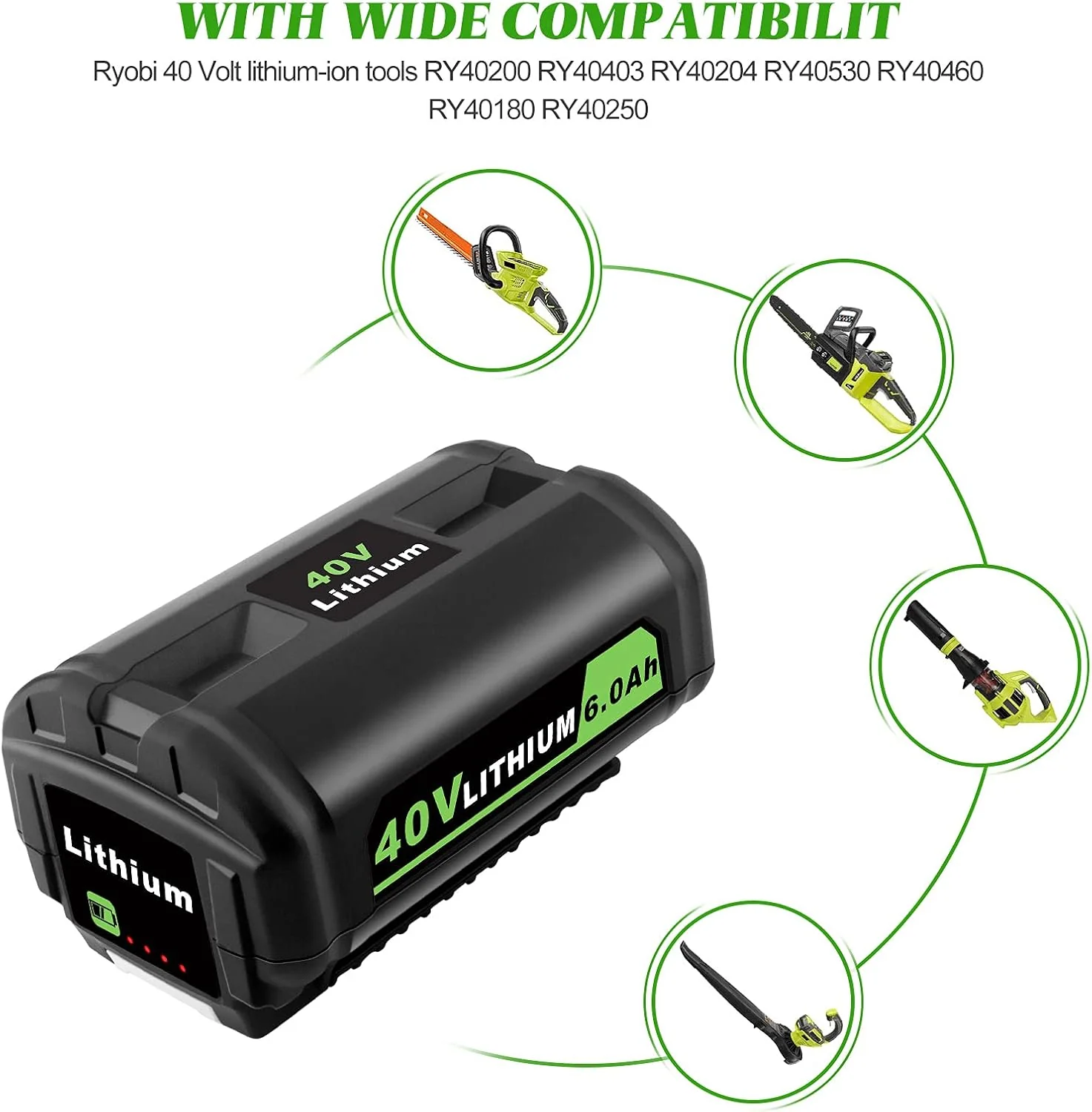 Ryobi 40V Battery 6Ah Battery Replacement Compatible - Image 2