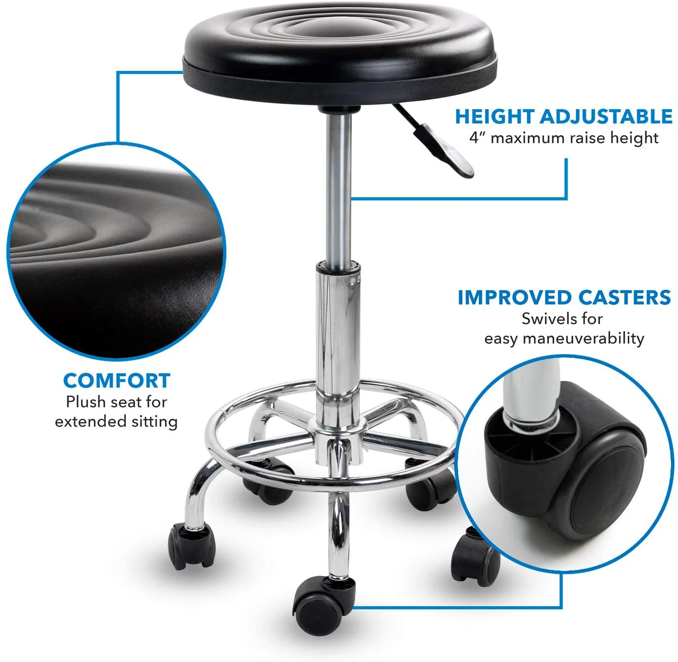 Salon Stool Adjustable Rolling Spa Stool - Image 3